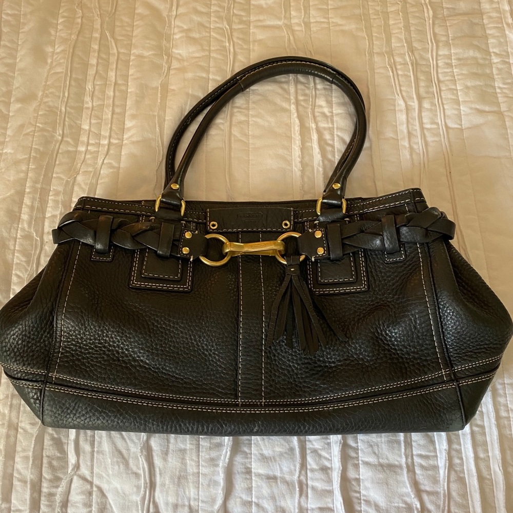 Coach black leather handbag